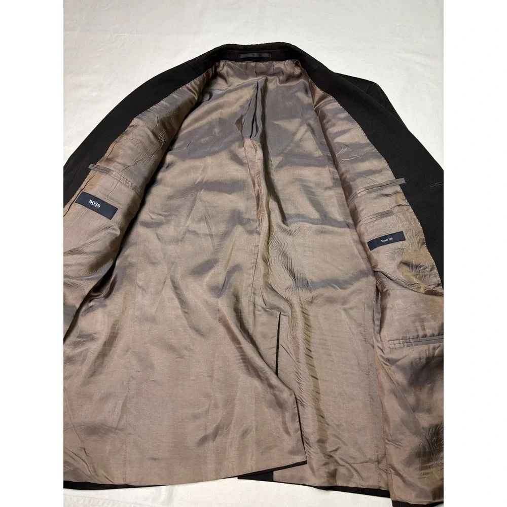 Hugo Boss Mens Rossellini Movie‎ Blazer Super 120 Virgin Wool Brown Jacket 52